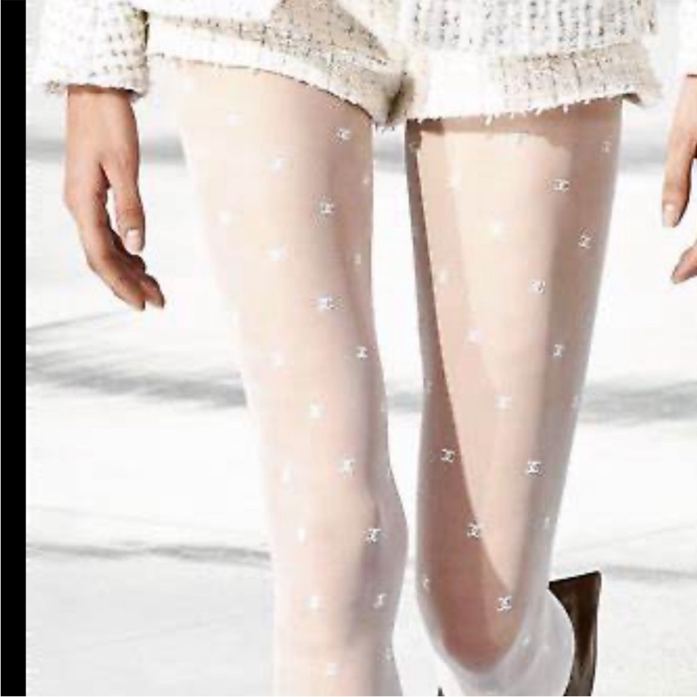 NWT Chanel White CC Tights